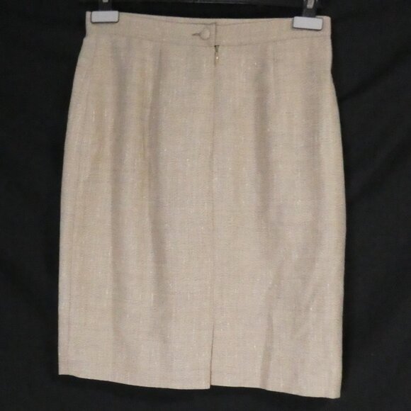 Lined Beige Pencil Skirt | Size 42 | Made In Italy - Picture 2 of 15